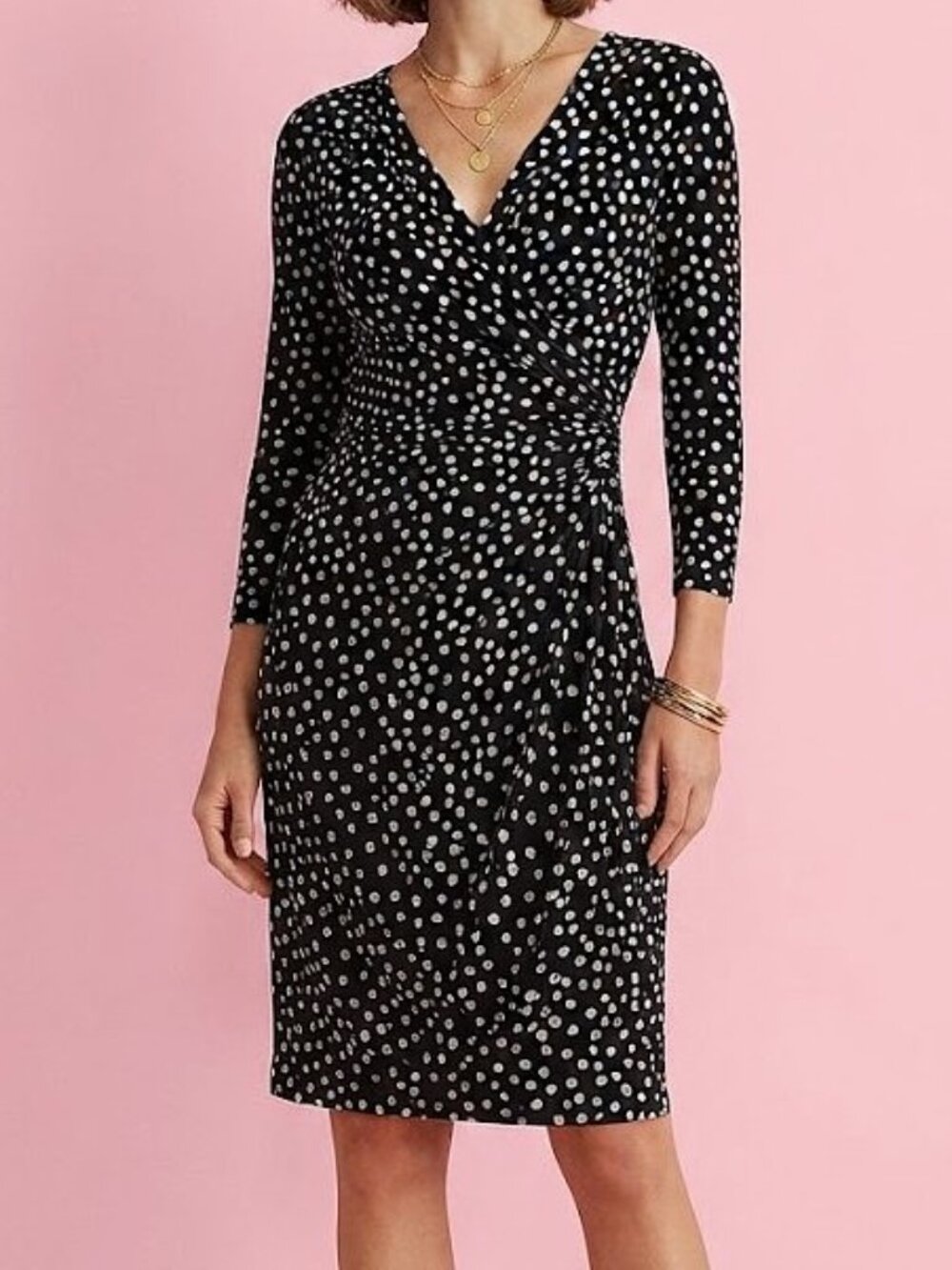 Lauren Ralph Lauren Polka Dot Wrap Midi Dress